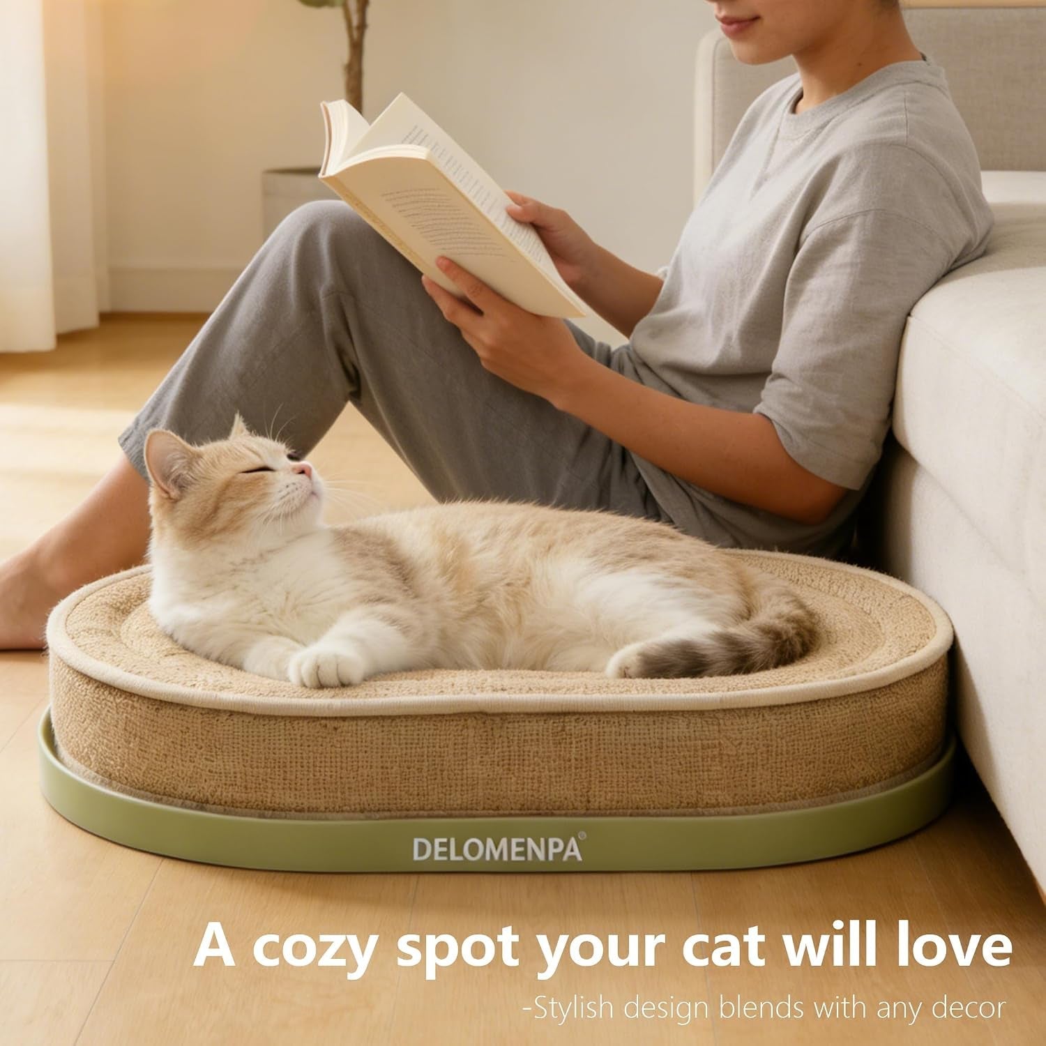 large-sisal-cat-scratcher-lounge-2-in-1-cat-bed-with-durable-base-plush-foam-cushion-non-shedding-cat-scratching-pad-for-indoor-cats-22x14-no-mess-furniture-protector