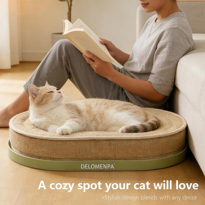 Large Sisal Cat Scratcher Lounge, 2-In-1 Cat Bed with Durable Base & Plush Foam Cushion, Non-Shedding Cat Scratching Pad for Indoor Cats,22"X14", No Mess Furniture Protector5