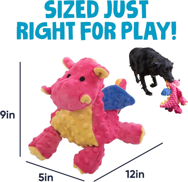 Godog Bubble Plush Dragons Squeaky Dog Toy, Chew Guard Technology - Coral, Large3
