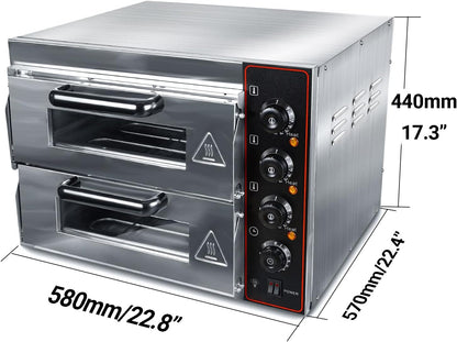 Commercial Pizza Oven 16 Inch Double Deck Electric 40L 3000W 110V | Electric Oven Multipurpose Toaster Bake Broile, 40L Capacity, Stainless Steel,For Restaurant Home5
