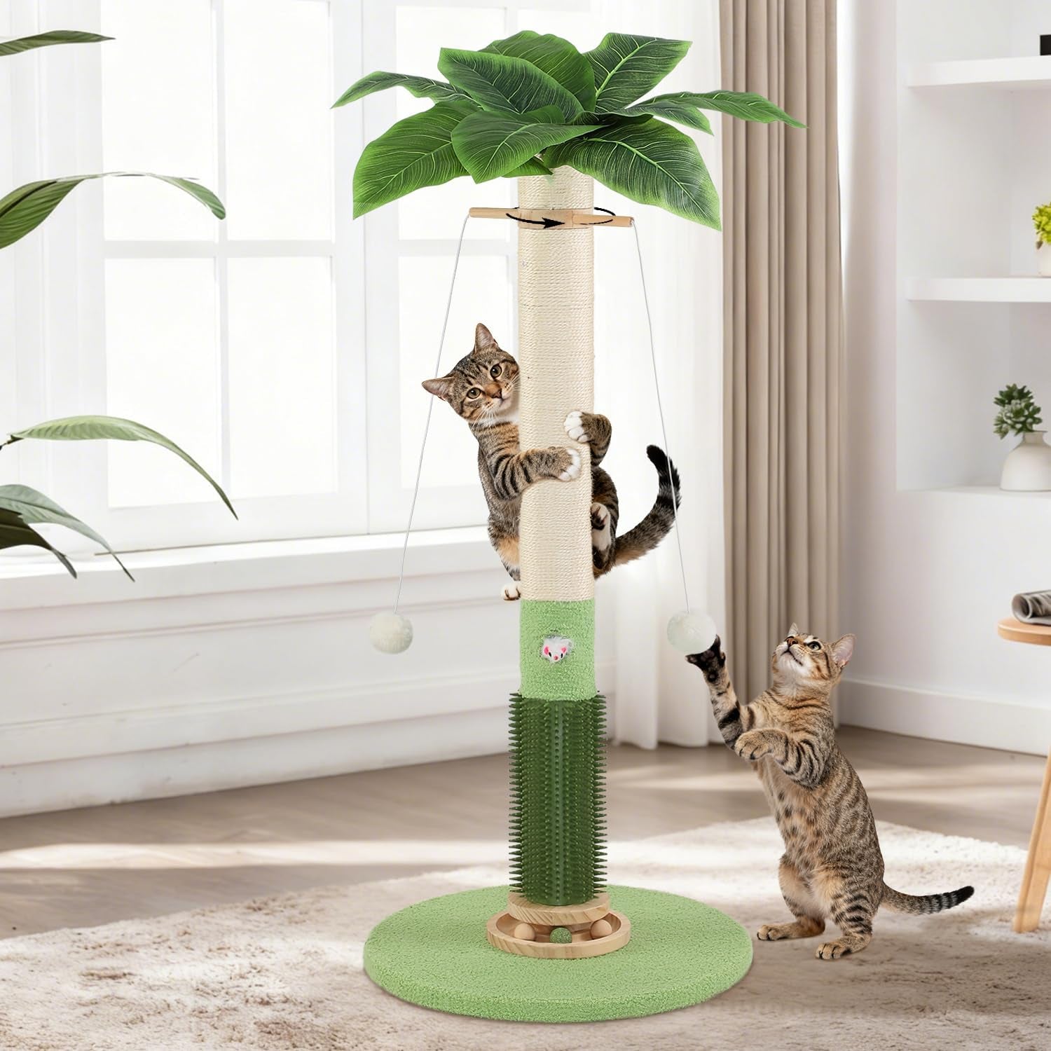 cat-scratching-post-37-5-tall-palm-tree-sisal-scratcher-for-indoor-cats-natural-sisal-stable-vertical-scratcher-tower-mouse-hole-toy-rotating-interactive-ball-self-groomer-for-full-body-stretching