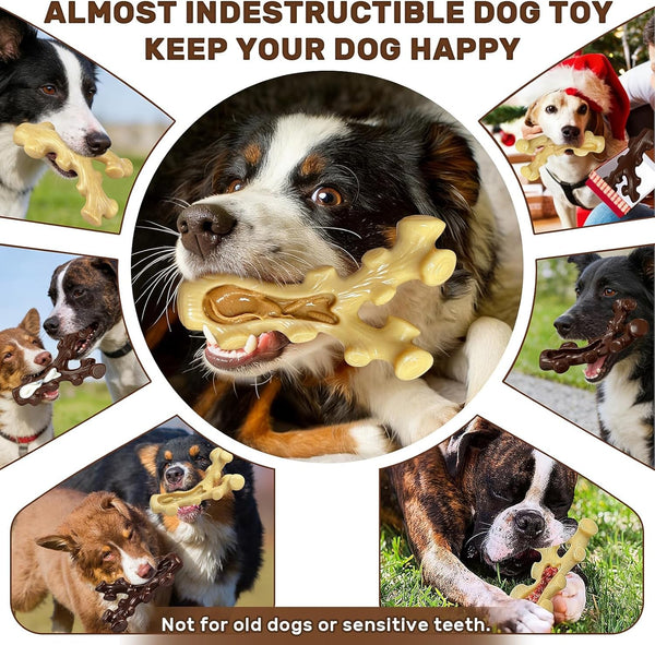 SIHRMIU 2 Pack Dog Chew Toys for Aggressive Chewers,Boredom and Stimulating Best Dog Toys for Medium/Large Breed,Tough Almost Indestructible Dog Bones for Teeth Cleaning and Training4