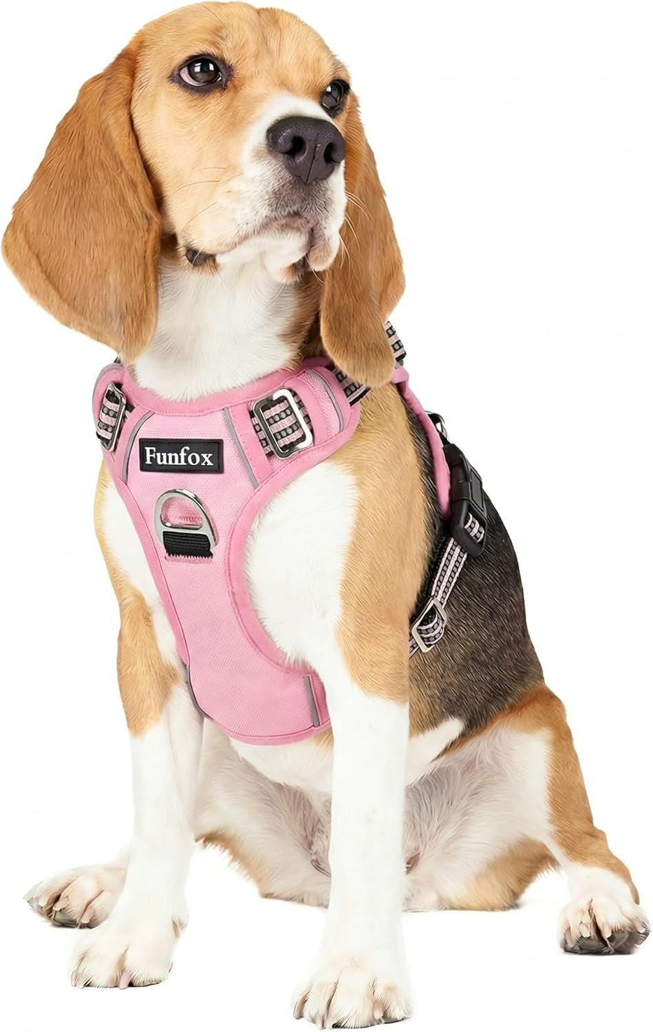 funfox-dog-harness-medium-sized-dog-vertical-handle-easy-control-no-pull-pet-vest-adjustable-with-2-leash-clips-soft-material-reflective-safe-night-walking-for-small-medium-large-breed-black-m