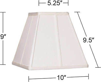 Medium Ivory Classic Square Shades 5.25X10X9 (Spider) Set of 2 | 5.25" Top X 10" Bottom X 9" High Replacement for Table Lamps Shade Pre-Assembled Harp + Finial4