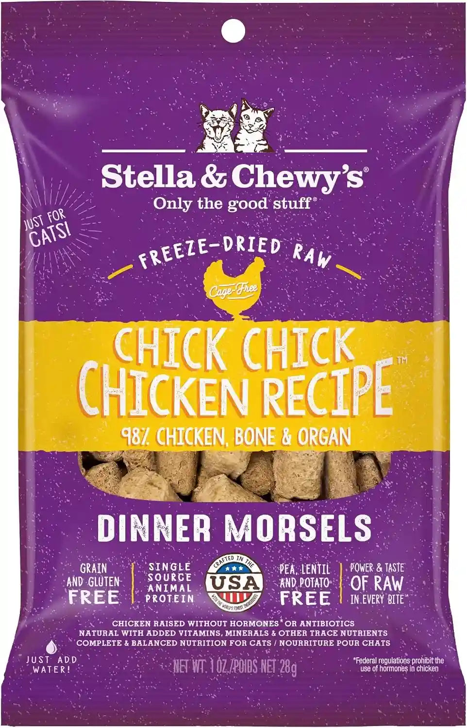 stella-chewys-freeze-dried-raw-cat-dinner-morsels-premium-chicken-recipe-with-98-cage-free-meat-organs-natural-grain-free-cat-kitten-food-made-in-usa-3-5-oz