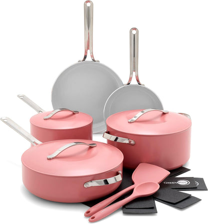 Nova 10-Piece Cookware Pots & Pans Set, Oprah’S Favorite Things 2024, Pfas-Free Ceramic Nonstick, Fry, Sauté, Stockpot, Utensils, Lids, Induction Suitable, Dishwasher & Oven Safe, Coral1