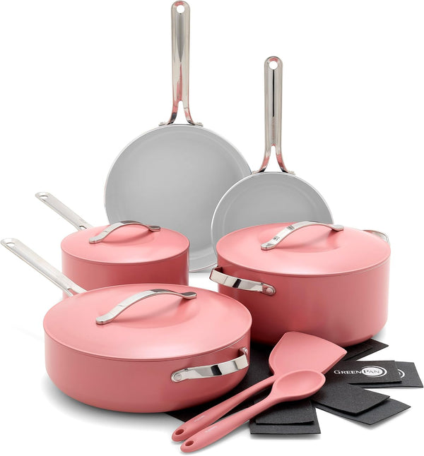 Nova 10-Piece Cookware Pots & Pans Set, Oprah’S Favorite Things 2024, Pfas-Free Ceramic Nonstick, Fry, Sauté, Stockpot, Utensils, Lids, Induction Suitable, Dishwasher & Oven Safe, Coral1