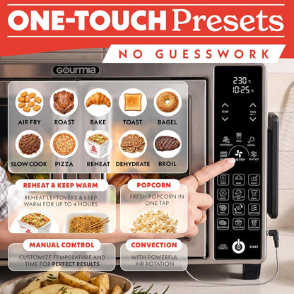 French Door Air Fryer Toaster Oven - 6 Slice Capacity, Temperature Probe, 18 Cooking Presets, Fryforce, Digital Display, 3 Rack Positions, Dishwasher-Safe Accessories, Stainless Steel2