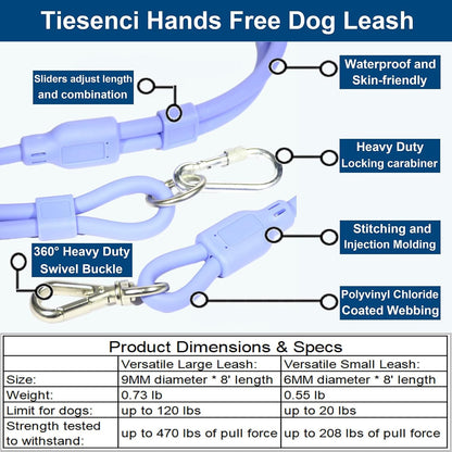 9-In-1 Hands Free Dog Leash Crossbody/Waist Blue Small Dogs | Adjustable, Waterproof No-Pull Dog Collar/Harness/Leash Set, Heavy Duty, Slip Lead, Fits 8-120Lbs3
