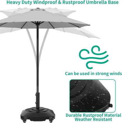 Umbrella Base with Wheels, Umbrella Stand Heavy Duty 100Lb Windproof | Fillable Umbrella Base Mobile Square Umbrella Stand Outdoor Base for Patio, Deck, Poolside, Lawn, Fits Most Sized Umbrellas6