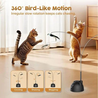 Interactive Cat Toys for Indoor Cats: Automatic Flying Bird Cat Toy with 360° Feather Wand, Strong 8Cm Suction Cup, USB Rechargeable Self-Play Cat Toy for Bored Kittens & Adult Cats3