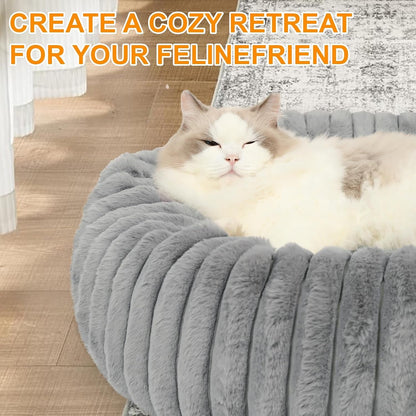 Washable Small Cat Dog Bed,Puppy Bed Cat Beds for Indoor Cats(Grey,S) | Calming anti Anxiety round Donut Dog Bed,Cute Fluffy Puppy Dogs Beds for Small Dogs, Anti-Slip Comfort Pet Bed5