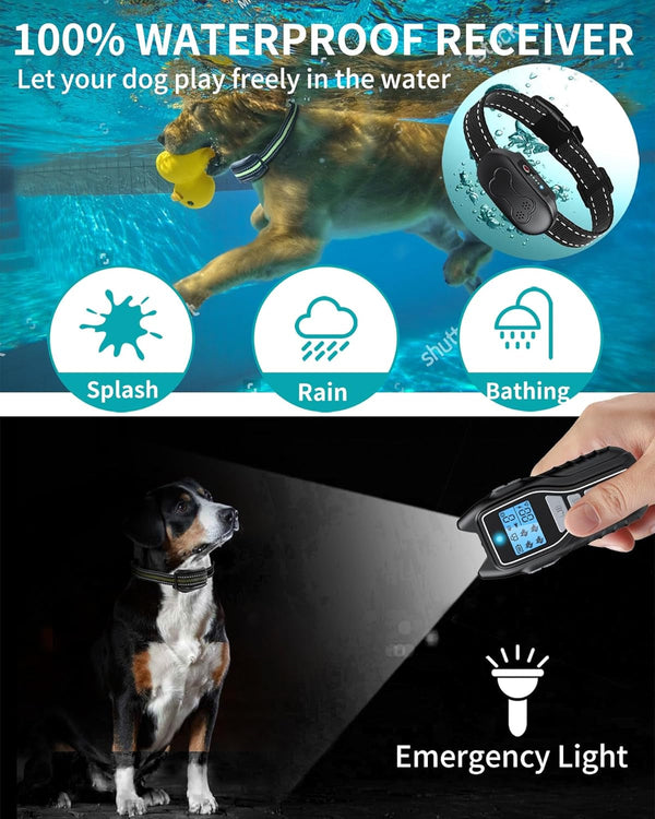 Dog Shock Collar with Remote Control - Rechargeable Dog Training Collar, IPX7 Waterproof E Collar for Dogs with 4 Safe Modes Flashlight Beep Vibration Shock Ideal for All Dog Sizes (8-150Lbs)6