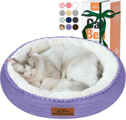 Zerbuger 20In Washable Cat Beds for Indoor Cats - round Donut Pet Bed for Cats, Small Dogs, Puppy, Kitten - Anti-Slip Bottom, Calming Bed Gift - Pink24