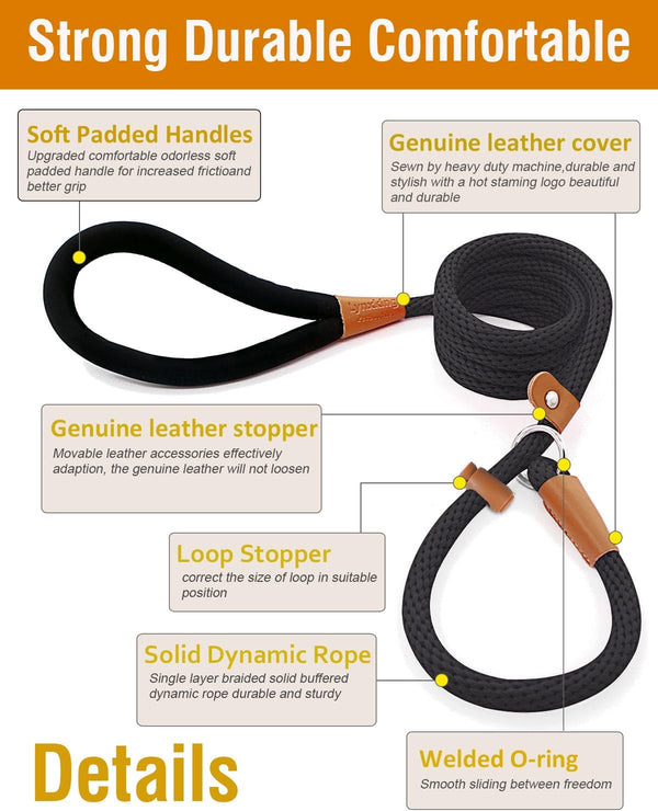 Lynxking Dog Leash Slip Lead 5 6 8 FT Dog Training Leash Strong Heavy Duty Rope No Pull Training Lead Leashes for Dogs2