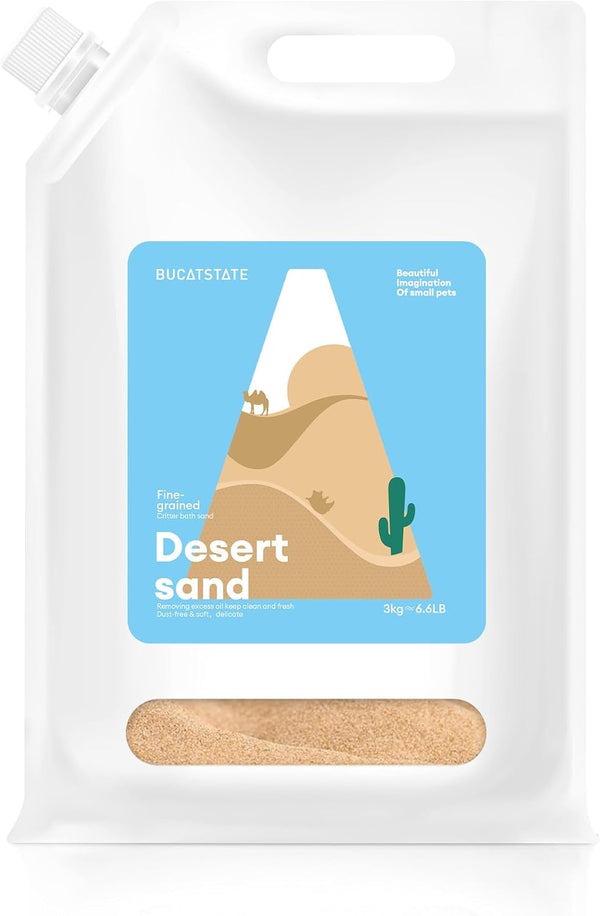 BUCATSTATE Hamster Bath Sand with Pour Spout, 6.6LB Desert Bath Sand | No-Dust Potty Litter Calcium-Free Sand for Hamster Chinchillas Gerbil Mice Degu or Other Small Pets (Fine Sand)1