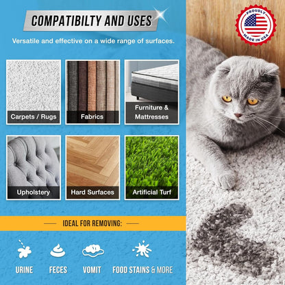 Pet Odor and Stain Eliminator - 32 Oz ACTIVE Enzyme Cleaner for Dog & Cat Urine, Stain Remover Spray for Carpet, Upholstery, Hardwood, Spot Cleaning, Deodorizer for Dogs Cats Pets - Natural Citrus Oil4