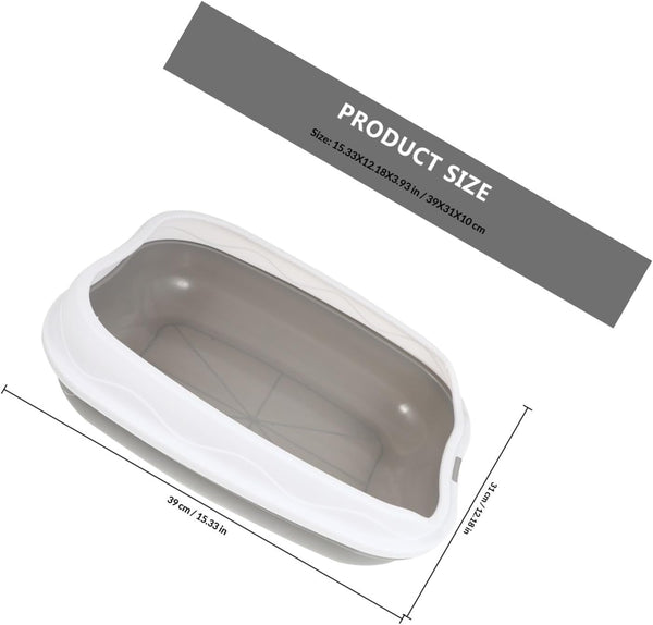 Wakauto Kitten Litter Pan Anti-Splash Durable Cat Litter Basin Semi-Enclosed Grey Pet Toilet for Indoor Kitten Training and Housebreaking2