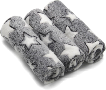 1 Pack 3 Puppy Blankets Super Soft Warm Sleep Mat Grey Cute Print Blanket Fluffy Fleece Pet Blanket Flannel Throw Dog Blankets for Small Dogs Puppy Dogs Fluffy Cats,Bone-Small(23"X15")15