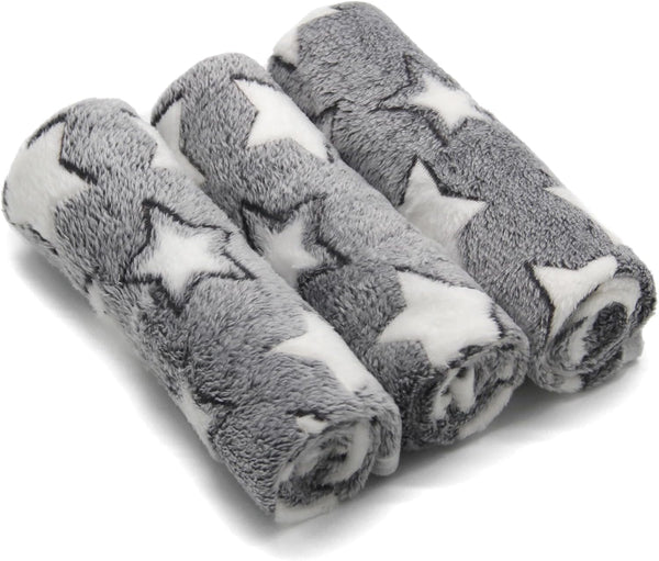 1 Pack 3 Puppy Blankets Super Soft Warm Sleep Mat Grey Cute Print Blanket Fluffy Fleece Pet Blanket Flannel Throw Dog Blankets for Small Dogs Puppy Dogs Fluffy Cats,Bone-Small(23"X15")15