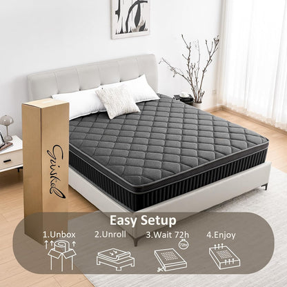 Queen Mattress, 12 Inch Hybrid Queen Size Mattress in a Box, Soft and Breathable Fabric, Medium Firm, Low Motion Transfer, Strong Edge Support6