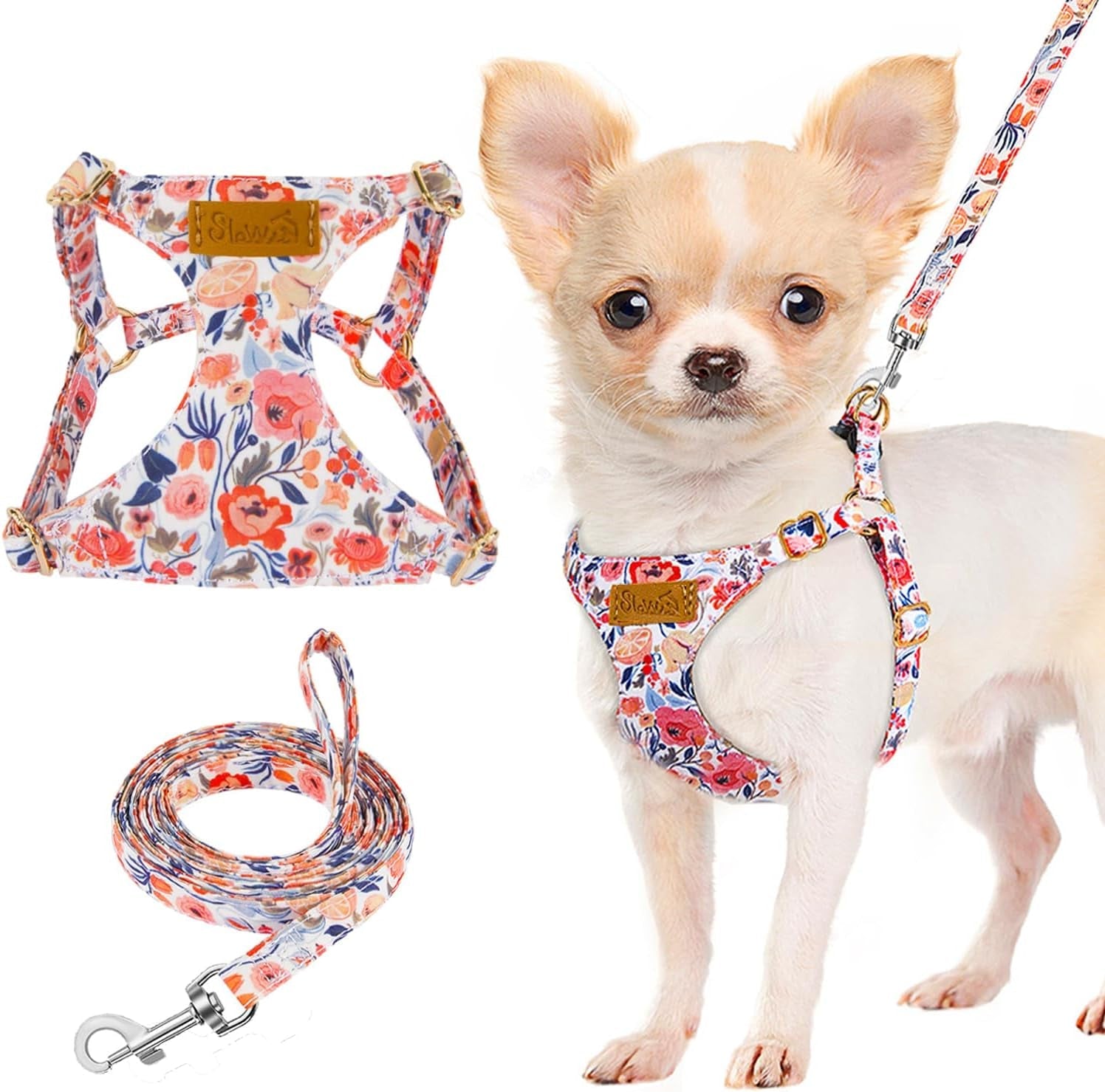lukovee-no-pull-puppy-harness-and-leash-set-adjustable-lightweight-soft-suede-pet-harness-vest-with-snap-buckle-51in-leash-for-small-medium-dogs-pink-rose-xxs