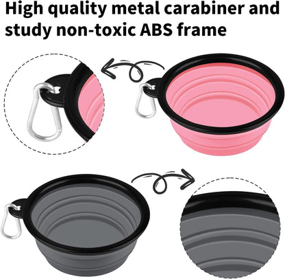 COOYOO Collapsible Dog Bowl,2 Pack Collapsible Dog Water Bowls for Cats Dogs,Portable Pet Feeding Watering Dish for Walking Parking Traveling with 2 Carabiners5
