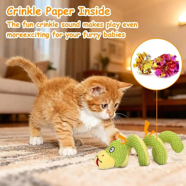 Retro Shaw 11" Realistic Snake Cat Toy – Interactive Kicker Toy for Indoor Cats with Silvervine & Catnip, Crinkle Sound, Spring-Loaded Design, Bite-Resistant Plush for Kitten Teething & Boredom Relief6