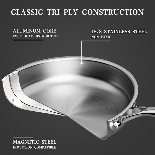 Stainless Steel Cookware Set Pots and Pans Set with Steamer Basket | Non Toxic Induction Cookware, Kitchen Cookware Sets PFOA & PTFE Free, Dishwasher and Oven Safe6