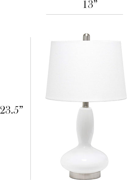 LT3315-WHT Contemporary Curved Glass Table Lamp, White3
