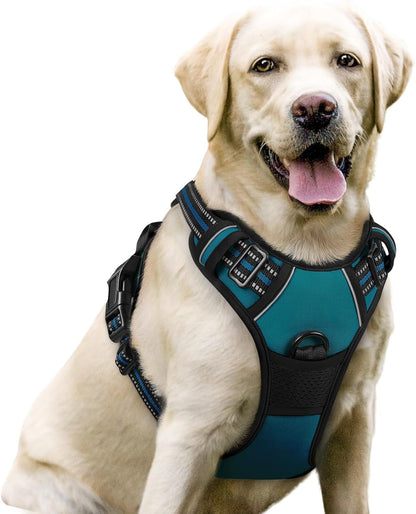 Rabbitgoo Dog Harness, No Pull for Large Dogs with 2 Leash Clips, Pet Vest | No Choke with Handle, Adjustable Soft Padded, Reflective, Easy Control for Walking, Black, Large86