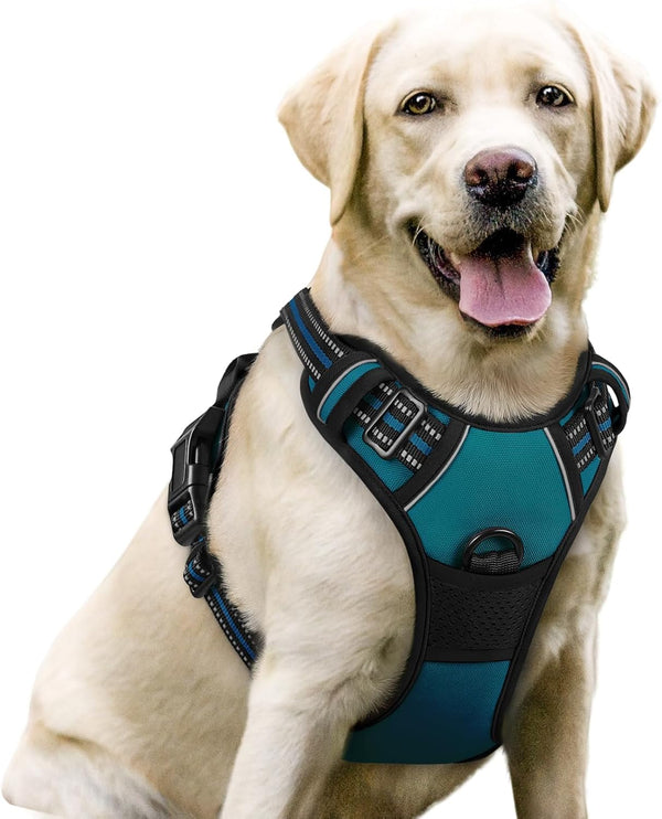 Rabbitgoo Dog Harness, No Pull for Large Dogs with 2 Leash Clips, Pet Vest | No Choke with Handle, Adjustable Soft Padded, Reflective, Easy Control for Walking, Black, Large86