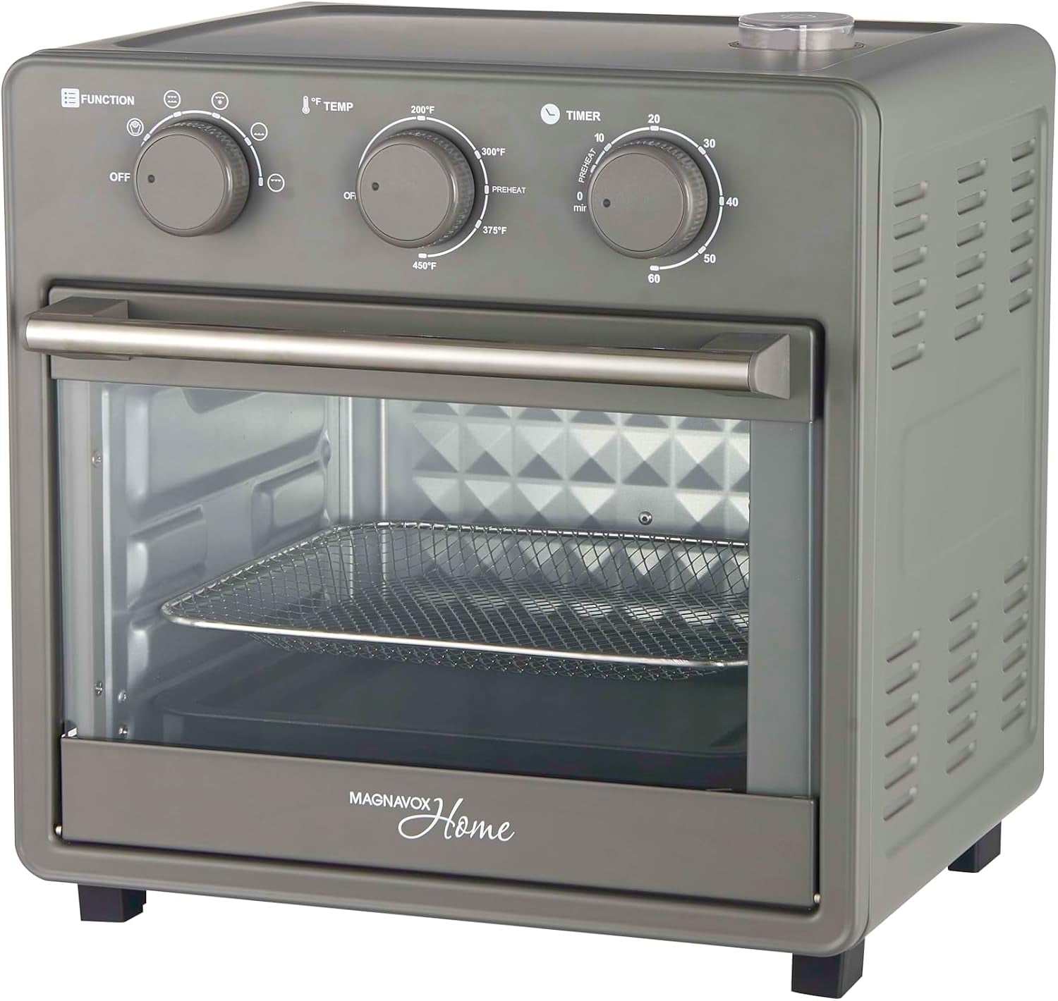 home-16-5-qt-air-fryer-oven-with-steam-infusion-black-convection-countertop-oven-6-cooking-functions-200-450-f-temperature-control-interior-light-fry-basket-baking-tray-included
