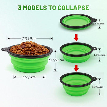 Dog Bowl Pet Collapsible Bowls, 2 Pack for Cats Dogs, Portable Pet Feeding Watering Dish for Walking Parking Traveling with 2 Carabiners (Small, Blue+Green)3