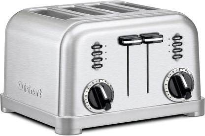 Toaster, Extra-Wide Slots, Stainless Steel, 4-Slice | Bagel, Pastry & Bread Toaster with Defrost/Reheat Functions, 6-Setting Browning Dials & a Slide-Out Crumb Tray, CPT-180P11