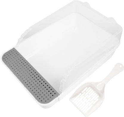 Detachable Semi-Enclosed Cat Litter Box Splash-Resistant Small White Cat Toilet Pan for Indoor Kitten Training and Litter Housebreaking1
