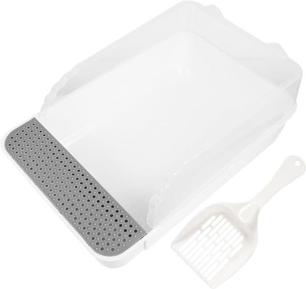 Detachable Semi-Enclosed Cat Litter Box Splash-Resistant Small White Cat Toilet Pan for Indoor Kitten Training and Litter Housebreaking1