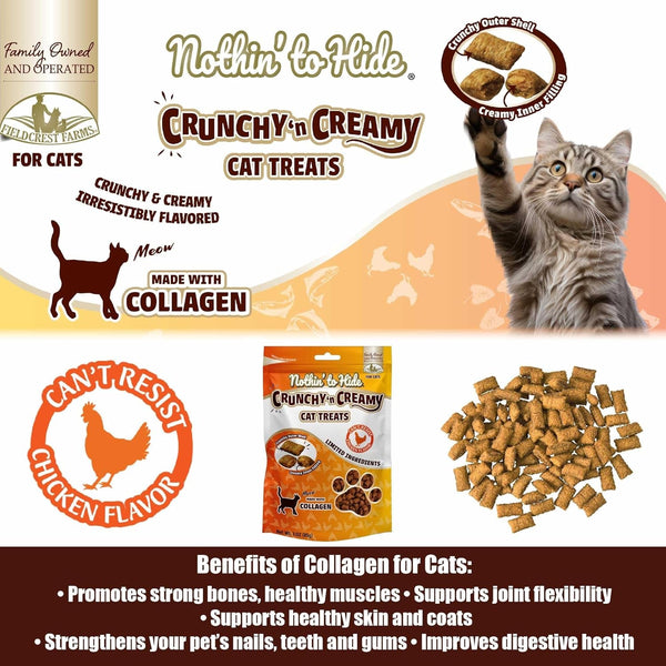 Fieldcrest Farms Collagen Cat Treats, Chicken, Crunchy & Creamy, 3 Oz Pouch | Supports Skin, Coat & Joints, High Protein, No Wheat or Soy, Great for Training & Rewards, All Life Stages3