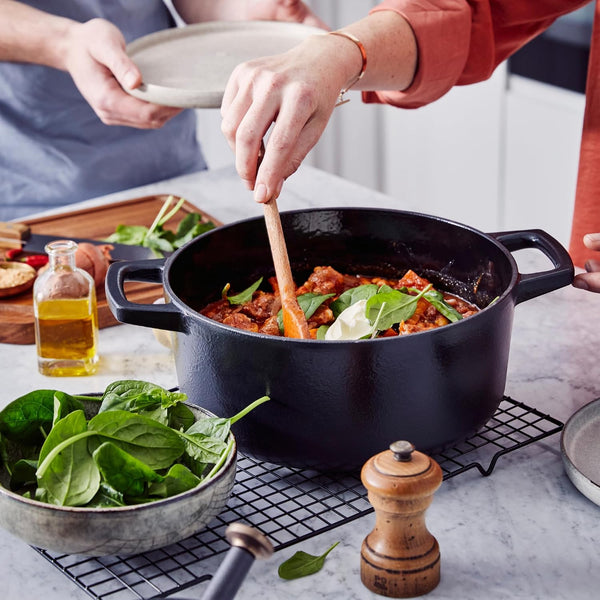 Nori 5-Qt Enameled Cast Iron Dutch Oven with Lid, Black Casserole Pot | Cast Iron Dutch Oven W/ 3-Layer Enamel Coating (Not Ceramic); Oven & Induction Safe.2