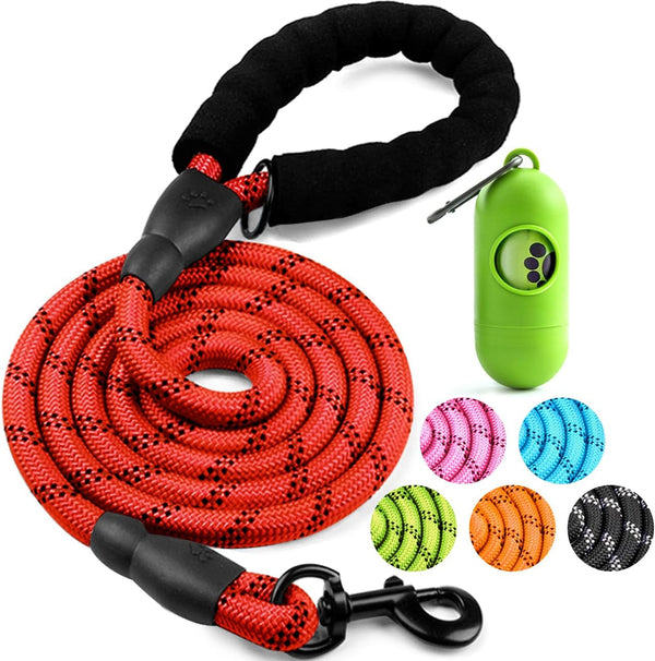 COOYOO 2 Pack Dog Leash 5 FT Heavy Duty - Comfortable Padded Handle - Reflective Dog Leash for Medium Large Dogs with Collapsible Pet Bowl10