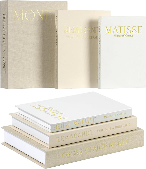 Set of 3 Decorative Books for Home Decor, Faux Books for Bookshelf | Linen Fake Books for Coffee Table or Mantel, Book Storage Boxes with Magnetic Snap for Photo Organization & Keepsakes Box1