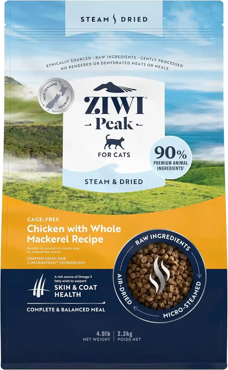 ziwi-peak-steam-dried-cat-food-cage-free-chicken-w-whole-mackerel-high-protein-skin-coat-health-low-carb-for-all-life-stages-28-8oz