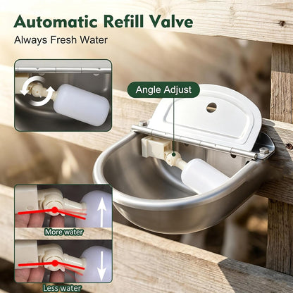 Automatic Dog Water Dispenser - Auto Filling Water Bowl for Dogs, Cats, Chickens and Livestock - Indoor Outdoor Pet Waterer Feeder with Float Valve5