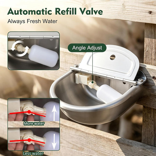 Automatic Dog Water Dispenser - Auto Filling Water Bowl for Dogs, Cats, Chickens and Livestock - Indoor Outdoor Pet Waterer Feeder with Float Valve5