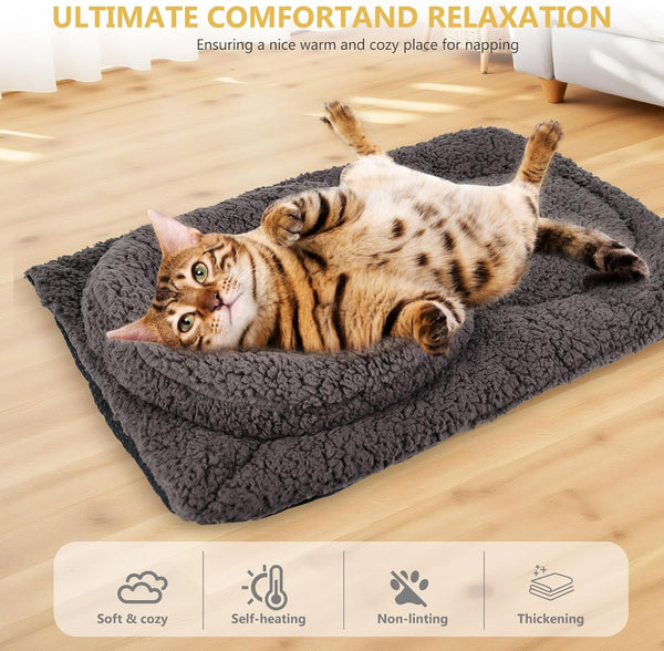 Tailtastic Self Warming Cat Bed with U-Shaped Neck Support Pillow 24"X18" | Heat-Reflective Layer,Orthopedic Support,Milk Fleece & PP Cotton Fill, Non-Slip Bottom, Fits Crates, Sofas & Windows4