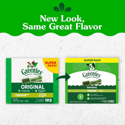 Greenies Teenie Original Natural Dental Dog Treats, Chicken, 192 Count | Clinically-Proven, Veterinarian-Recommended, 47% Less Tartar & 40% Less Plaque in 28 Days, for Dogs 5-15 Lbs, 54 Oz. Pack2