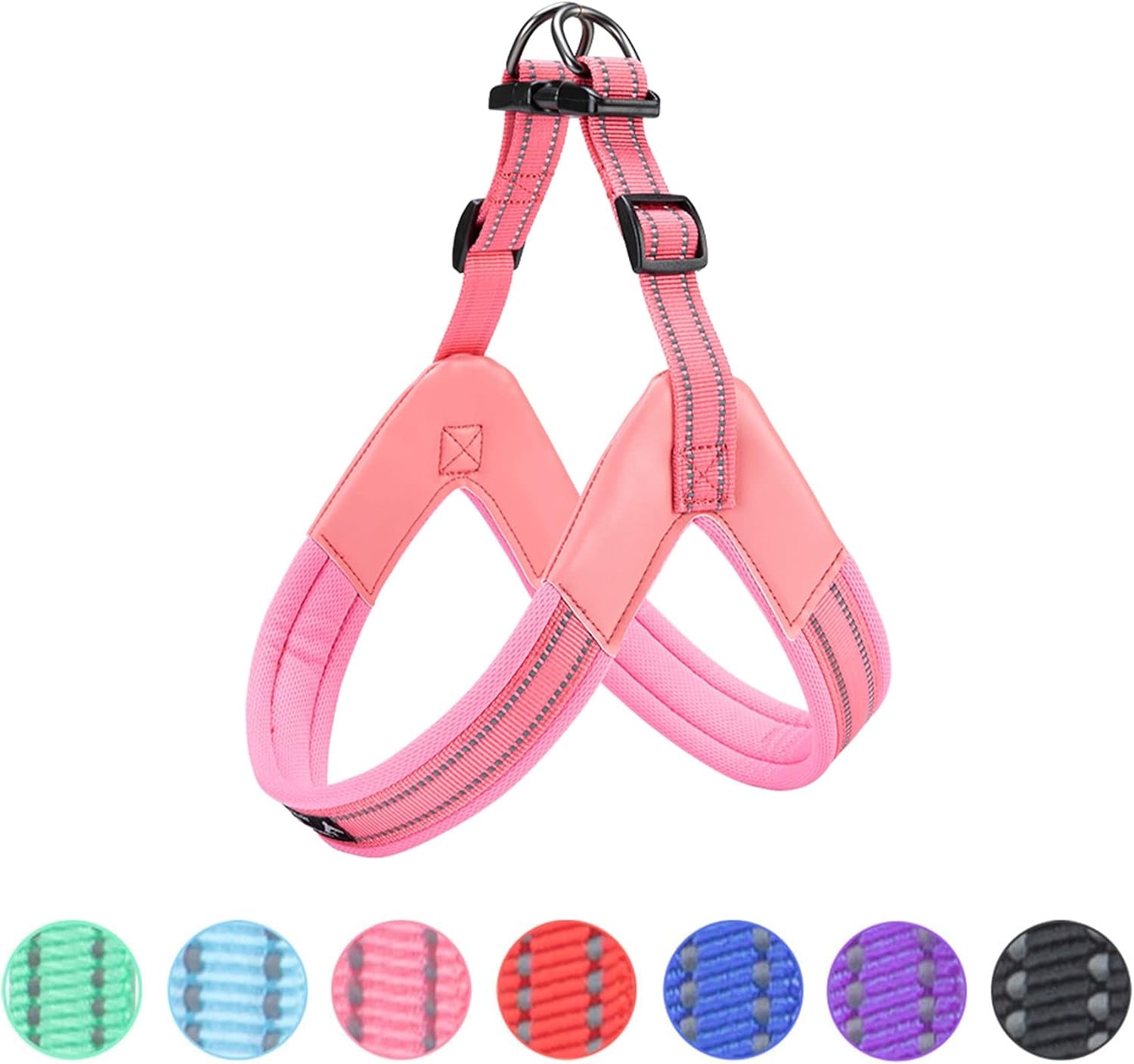 excellent-elite-spanker-no-pull-dog-harness-step-in-adjustable-reflective-vest-soft-padded-easy-pet-chest-strap-with-leash-clips-for-small-medium-large-dogs-walking-trainingpink-s