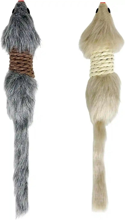 Ttcat 2 Pack Large Furry Mouse Cat Toys, Natural Paper Rope Realistic Fake Mice Kitten Interactive Hunting Toy, Durable Chew Teaser Toy for Indoor Cats, Boredom Relief Cat Prey Toy.1