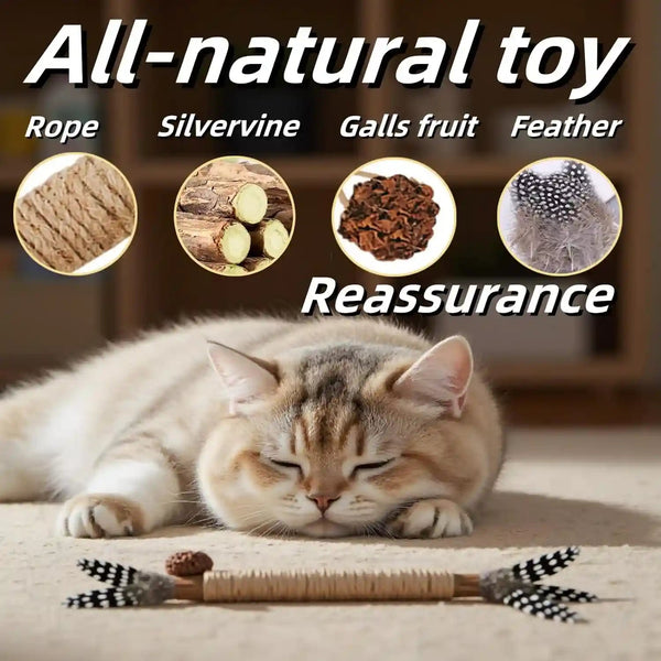 Cat Chew Toys Silvervine Sticks Dental Treat Feather 7Pack Indoor | Real Feathers Silvervine Dual-Action Chew Chase Soothes Teething, Cleans Teeth Relieves Boredom Indoors Safe Durable 7PK Set6