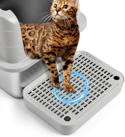 Cat Litter Box Ramp, Litter Box Step Mat with Filter Function Cat Stair for Litter Box, Easy to Clean, 11.8''X 8.2''X 2'' Cats Pedal Step Stool Ideal for Kitten & Elderly Cats (Light Grey)9